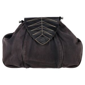 Max & Co. Leaf Flap Top handle Bag in Black Canvas